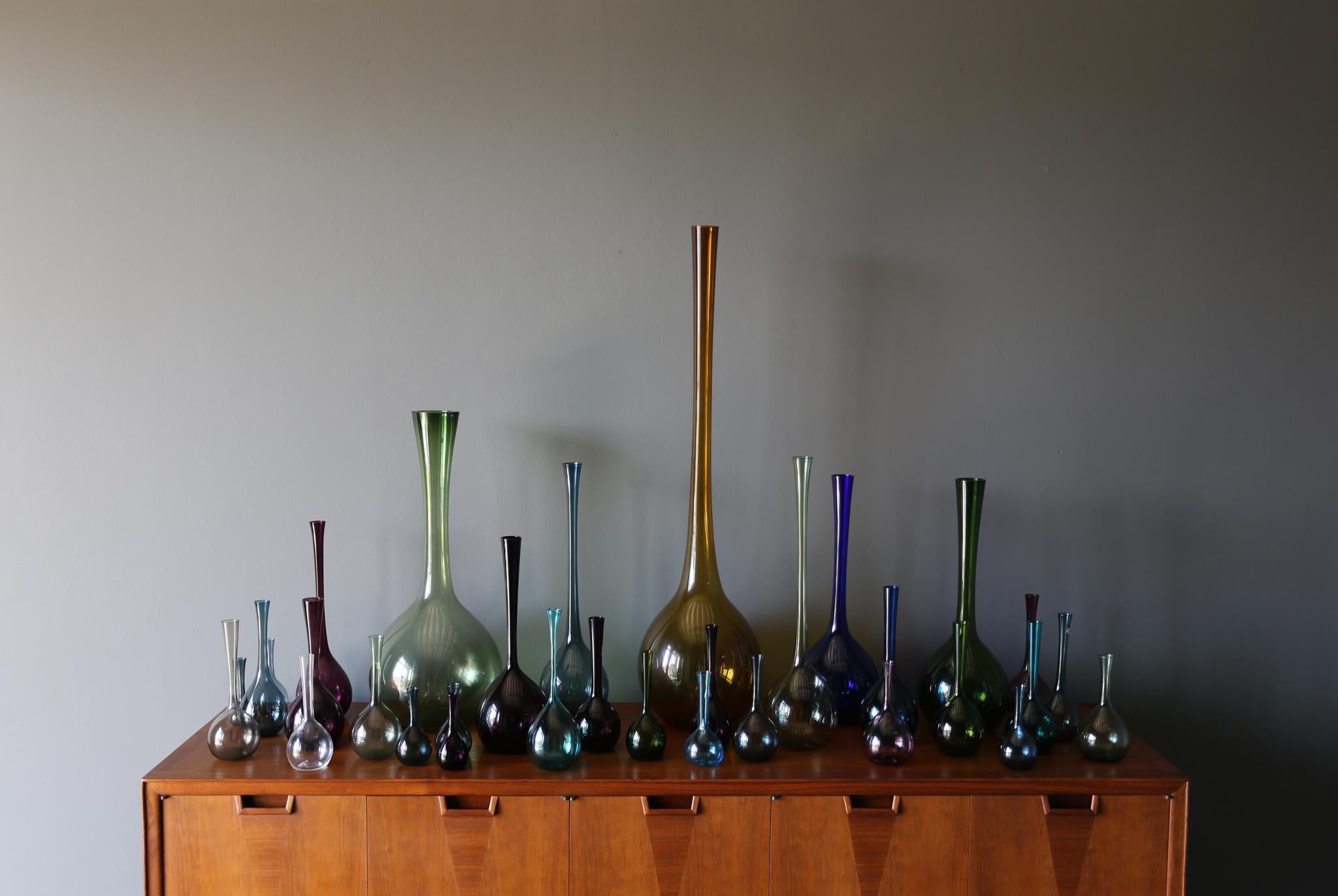 Arthur Percy Collection of 32 glass vases for Gullaskruf of Sweden. circa 1955 

The vases vary in size from 38.63