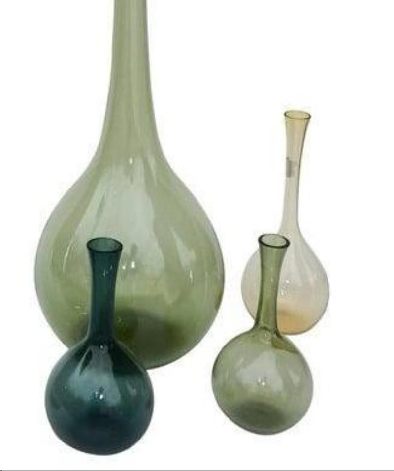 Mid-Century Modern Arthur Percy Five-Piece Collection Vintage Swedish Glass Bottles for Gullaskruf