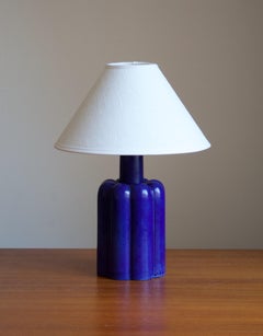 Arthur Percy, Fluted Table Lamp, Porcelein, Gefle Porslinsfabrik, Sweden, 1940s