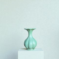 Arthur Percy for Gefle Celadon Green Art Deco Ceramic Vase, Swedish Modern 1930s
