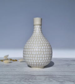 Arthur Percy for Gefle Upsala Ekeby, Buttermilk / Daisy White Dotted Relief Vase