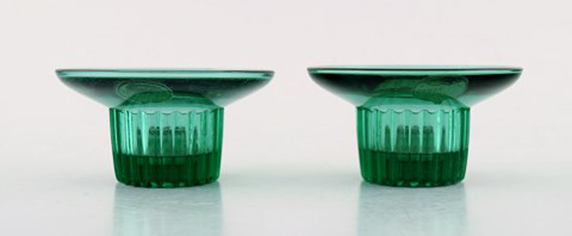 Arthur Percy for Nybro Sweden, Collection of Green Art Glass, 9 Pieces In Excellent Condition For Sale In Copenhagen, DK