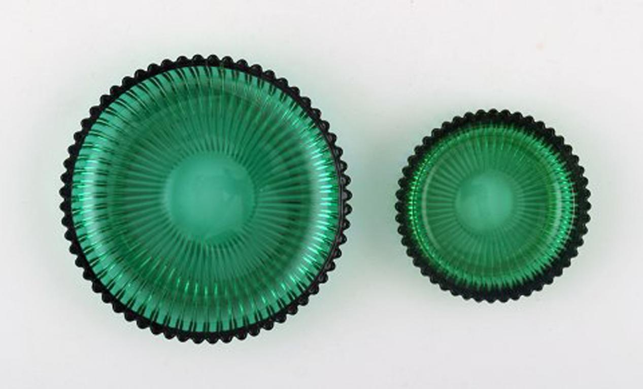 20th Century Arthur Percy for Nybro Sweden, Collection of Green Art Glass, 9 Pieces For Sale