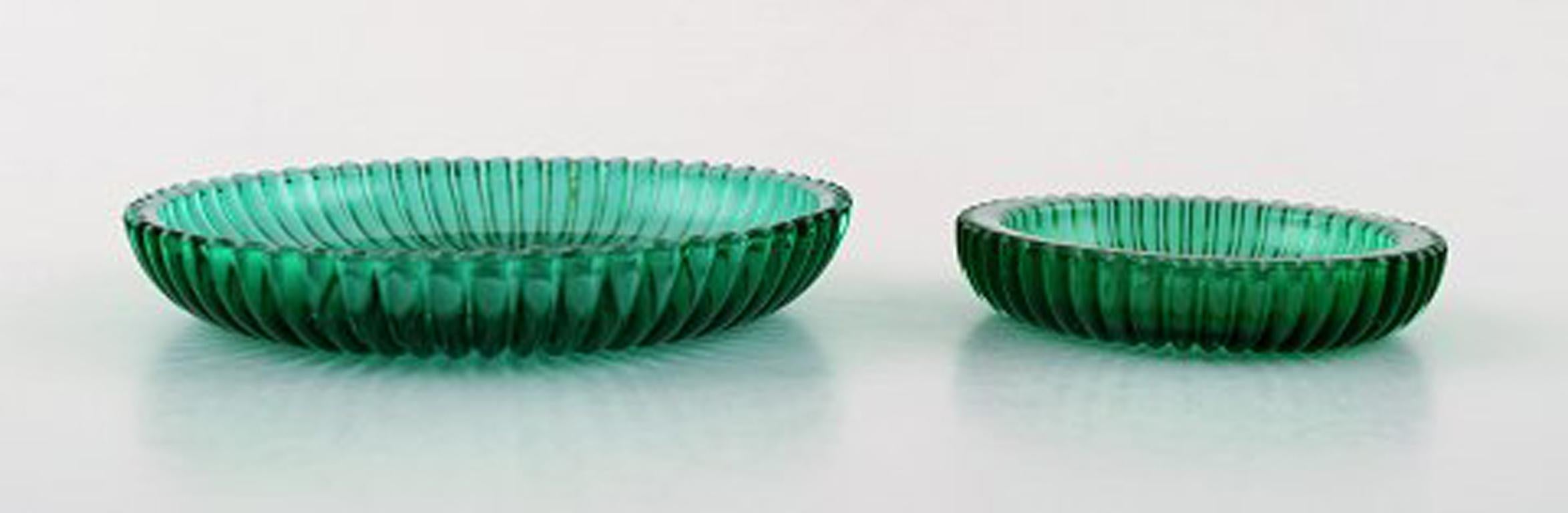 Arthur Percy for Nybro Sweden, Collection of Green Art Glass, 9 Pieces For Sale 1
