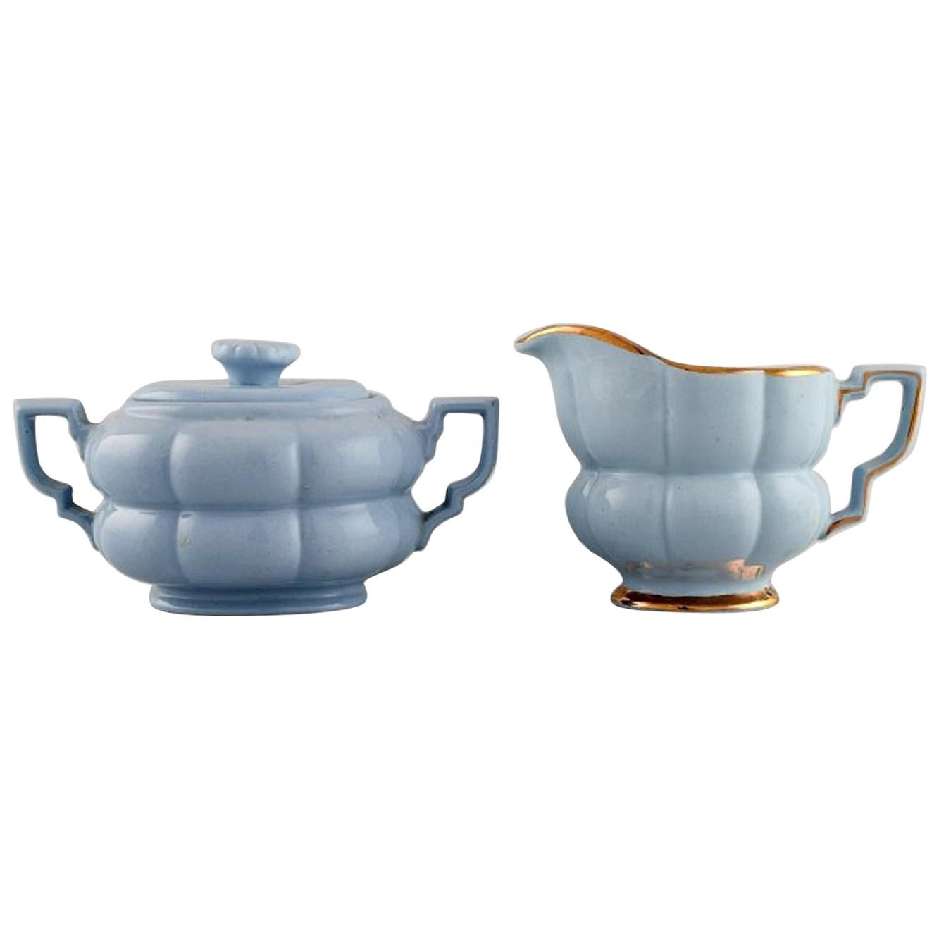 Arthur Percy for Upsala-Ekeby / Gefle, Art Deco Grand Sugar Bowl and Creamer For Sale