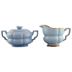 Arthur Percy for Upsala-Ekeby / Gefle, Art Deco Grand Sugar Bowl and Creamer