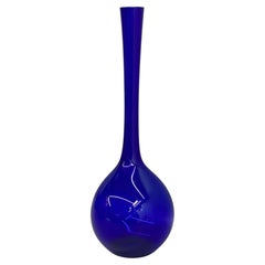 Arthur Percy Gullaskruf Tall Cobalt Blue Glass Vase, 1960