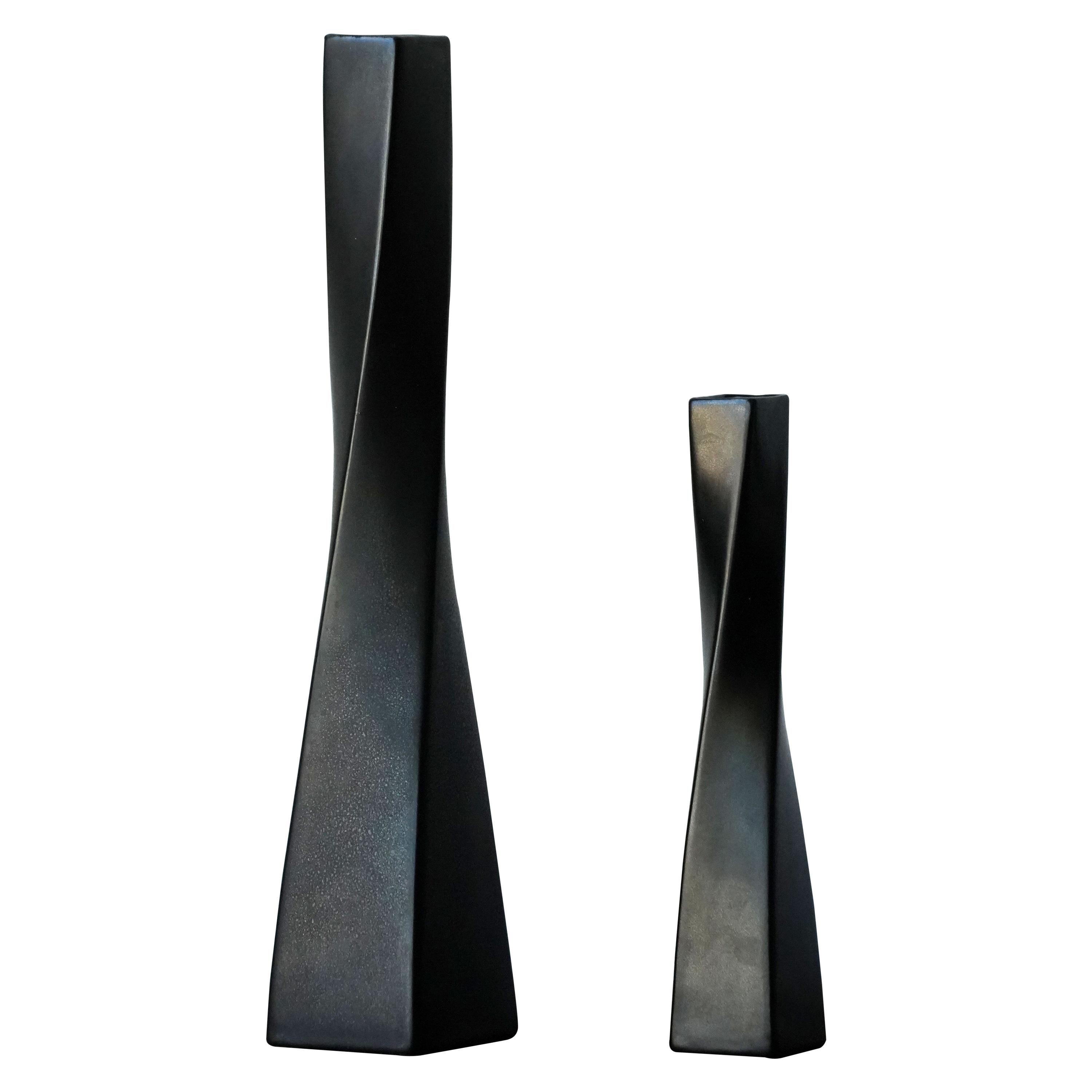 Arthur Percy "Minaret" Vases / Vessels, Mangania-Glazed Stoneware, Upsala-Ekeby