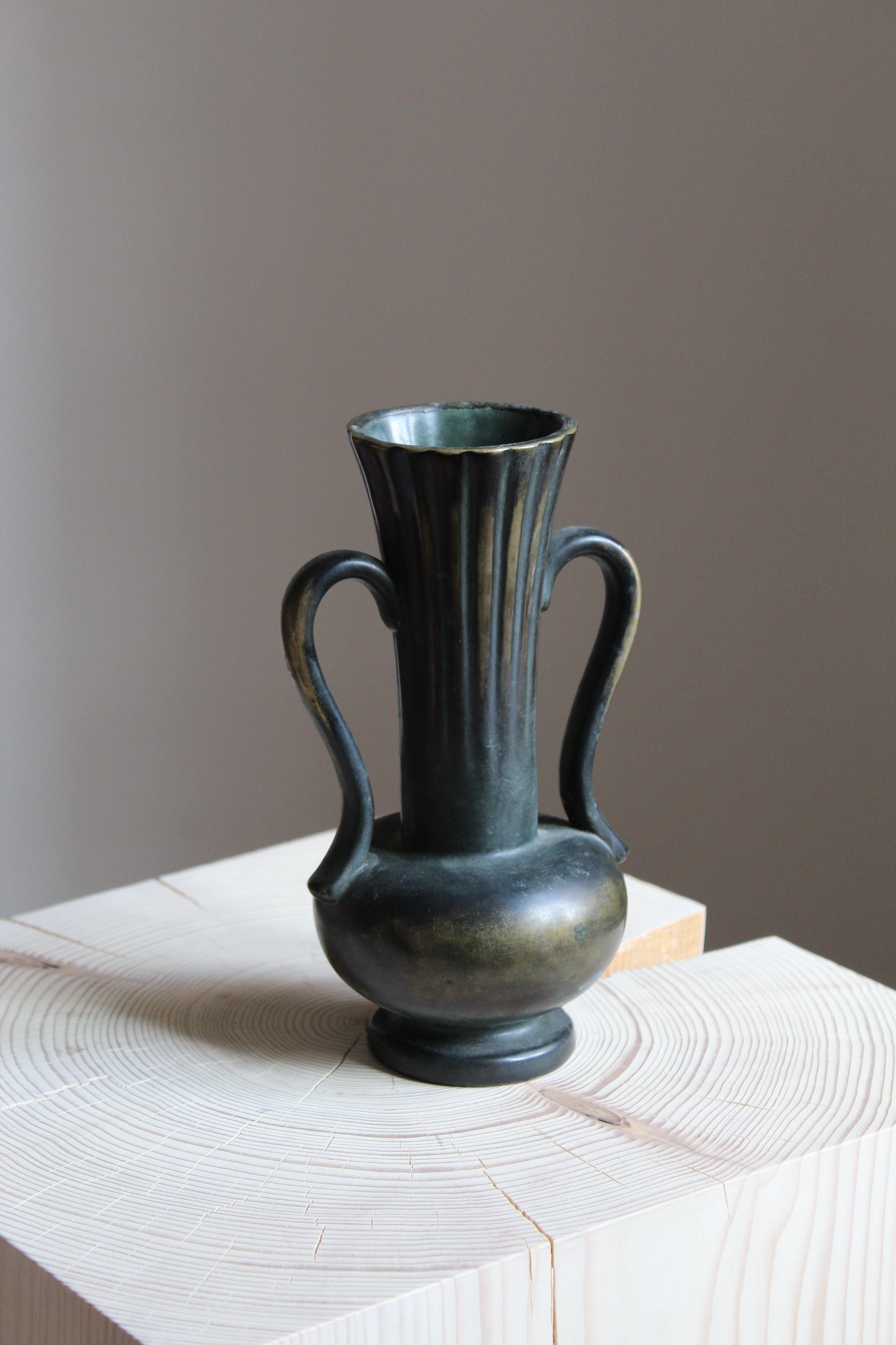 Art Deco Arthur Percy, Vase, Cast Bronze, for Upsala Ekeby, Sweden, 1930s