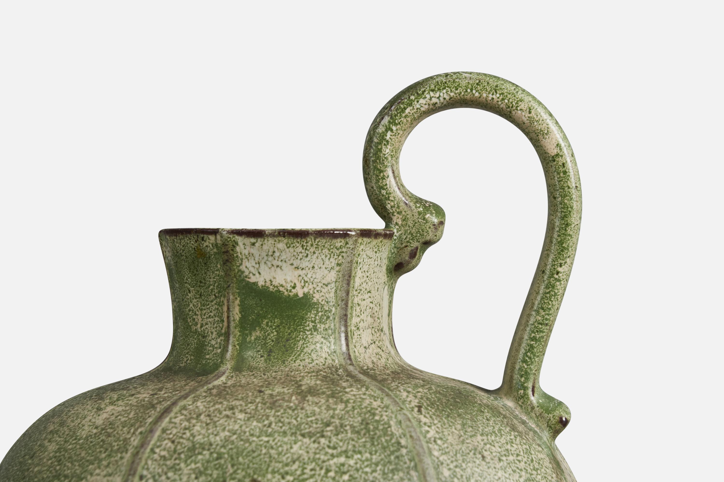 Swedish Arthur Percy, Vase, Green-Glazed Earthenware, Gefle, Sweden, 1930s