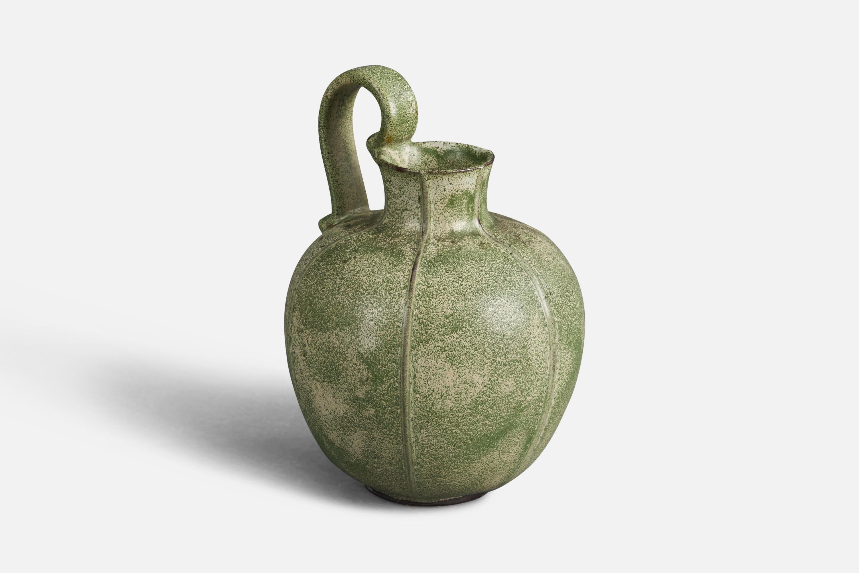 Arthur Percy, Vase, Green-Glazed Earthenware, Gefle, Sweden, 1930s In Good Condition In High Point, NC