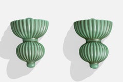 Arthur Percy, Wall Mounted Vases, Ceramic, Sweden, 1930s