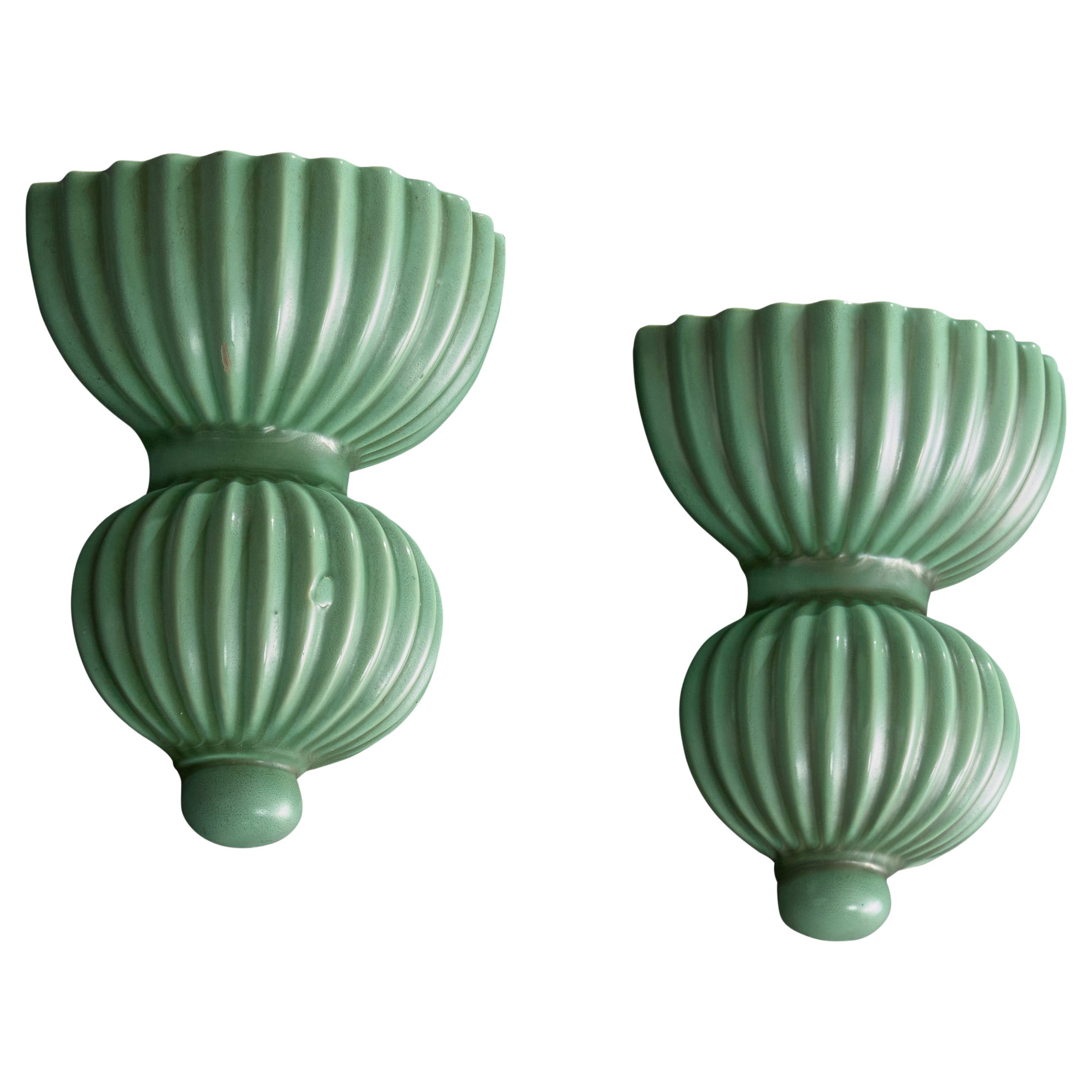 Arthur Percy, Wall Mounted Vases, Ceramic, Sweden, 1930s