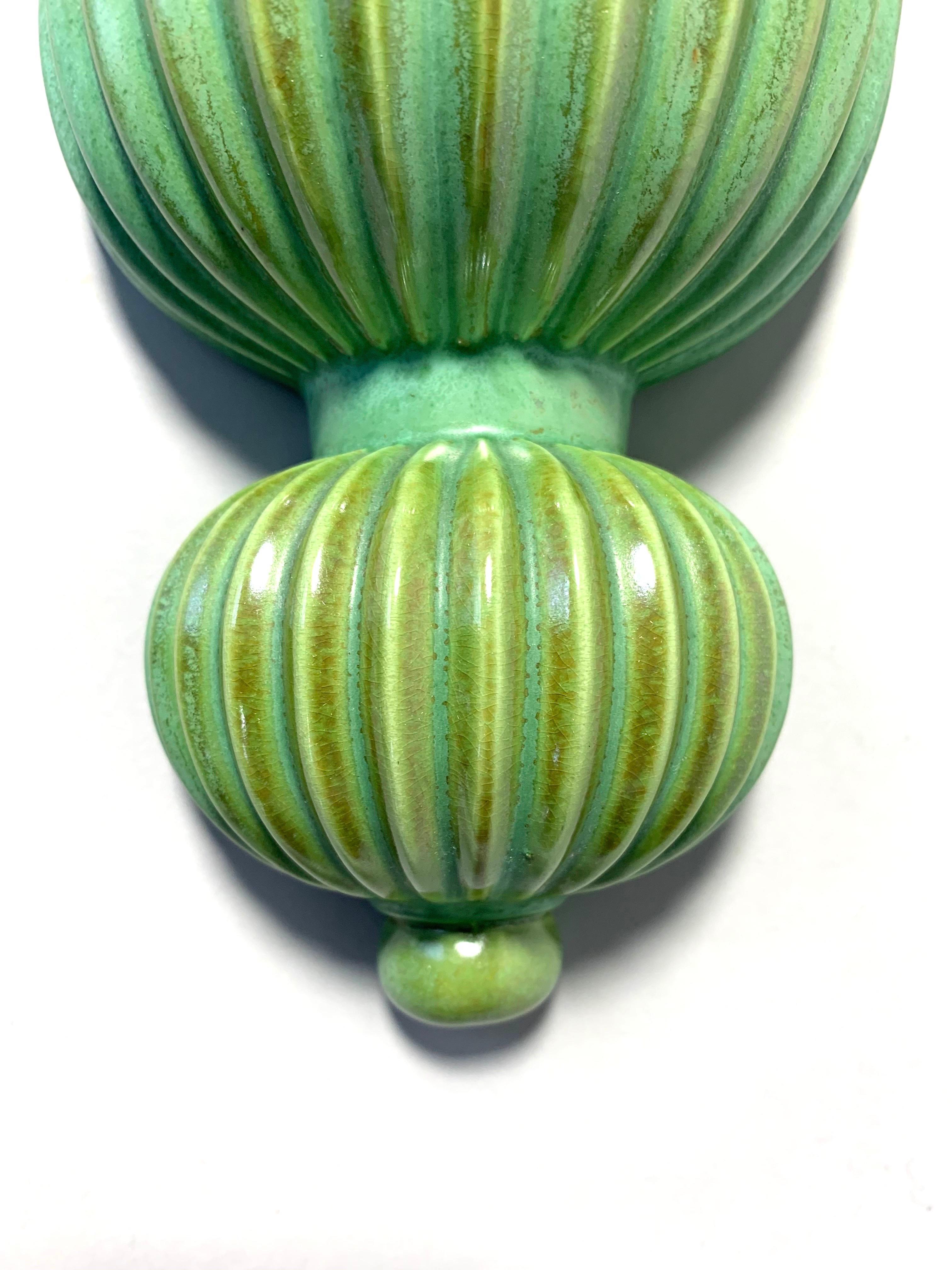 Arthur Percy Wall Vase Gefle Porcelain Sweden Celadon Green Glaze, 1930s 1