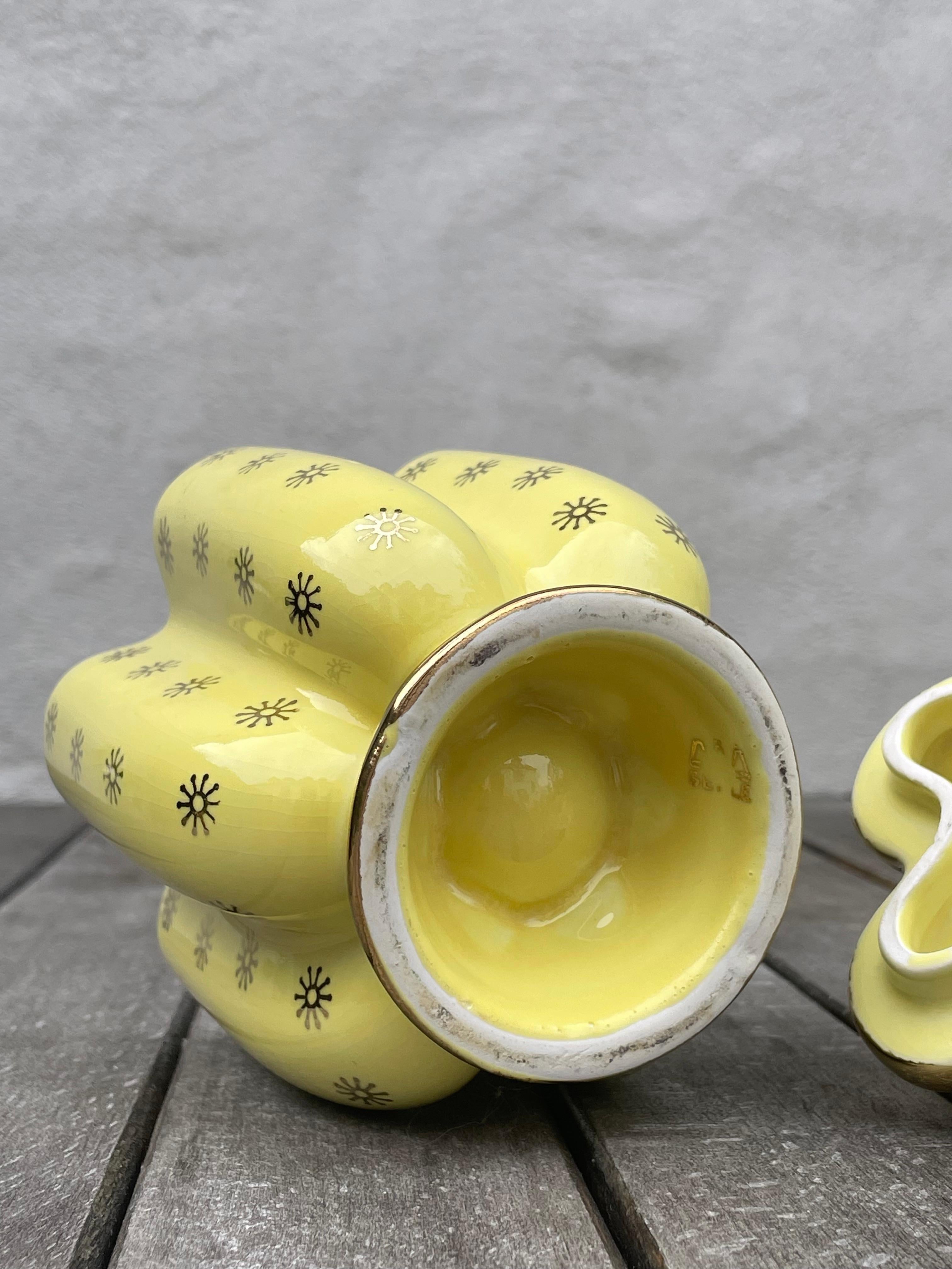 Arthur Percy Yellow Porcelain Golden Decor Lidded Jar, 1950s In Good Condition For Sale In Copenhagen, DK