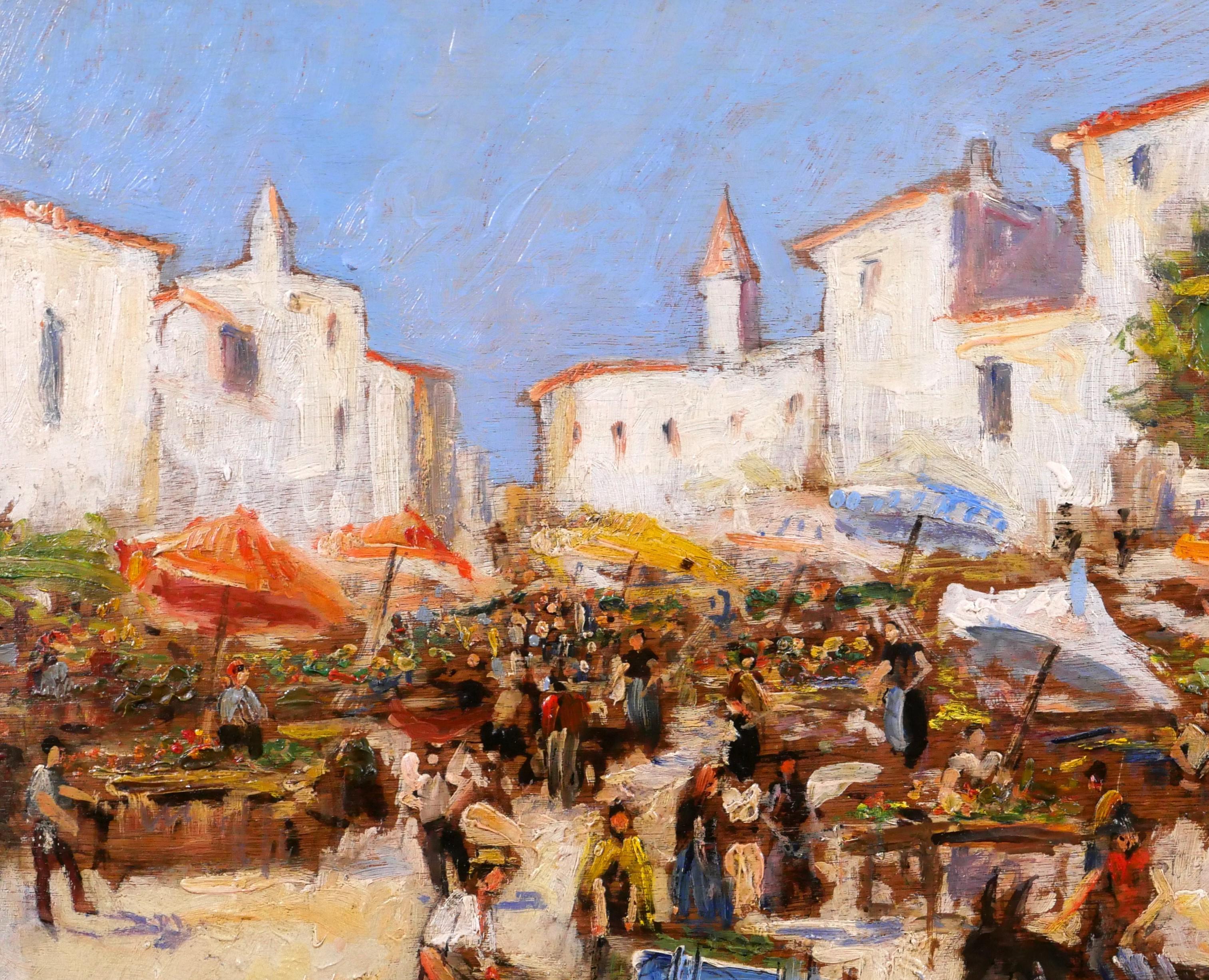 Arthur PERRIER
20th century
Landscape of market scene
Painting, oil on wood
Signed and annotated 