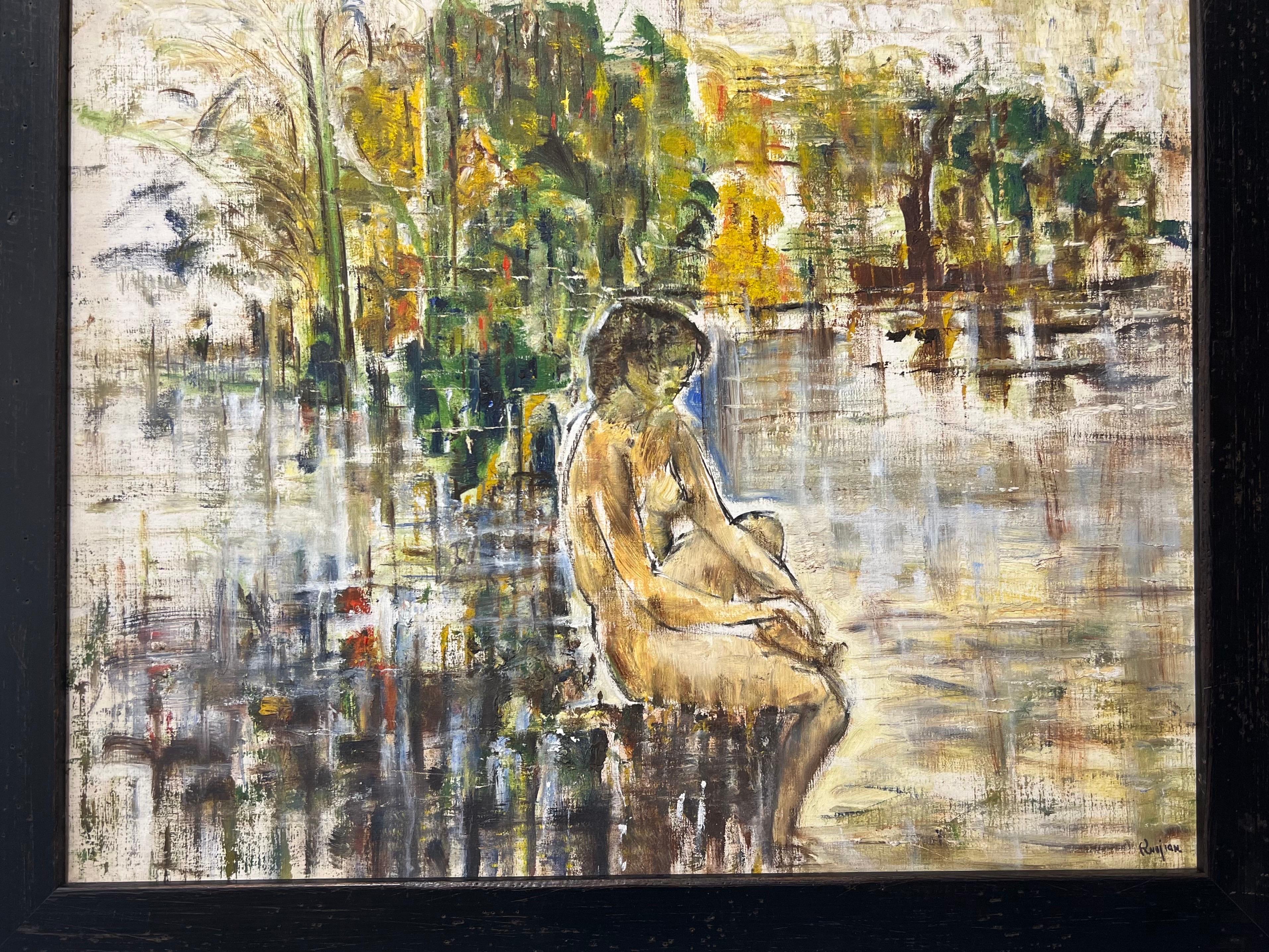 Zeitgenössisches Ölgemälde, Solitude by the Water. (Abstrakter Expressionismus), Painting, von Arthur Pinajian