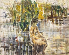 Zeitgenössisches Ölgemälde, Solitude by the Water.