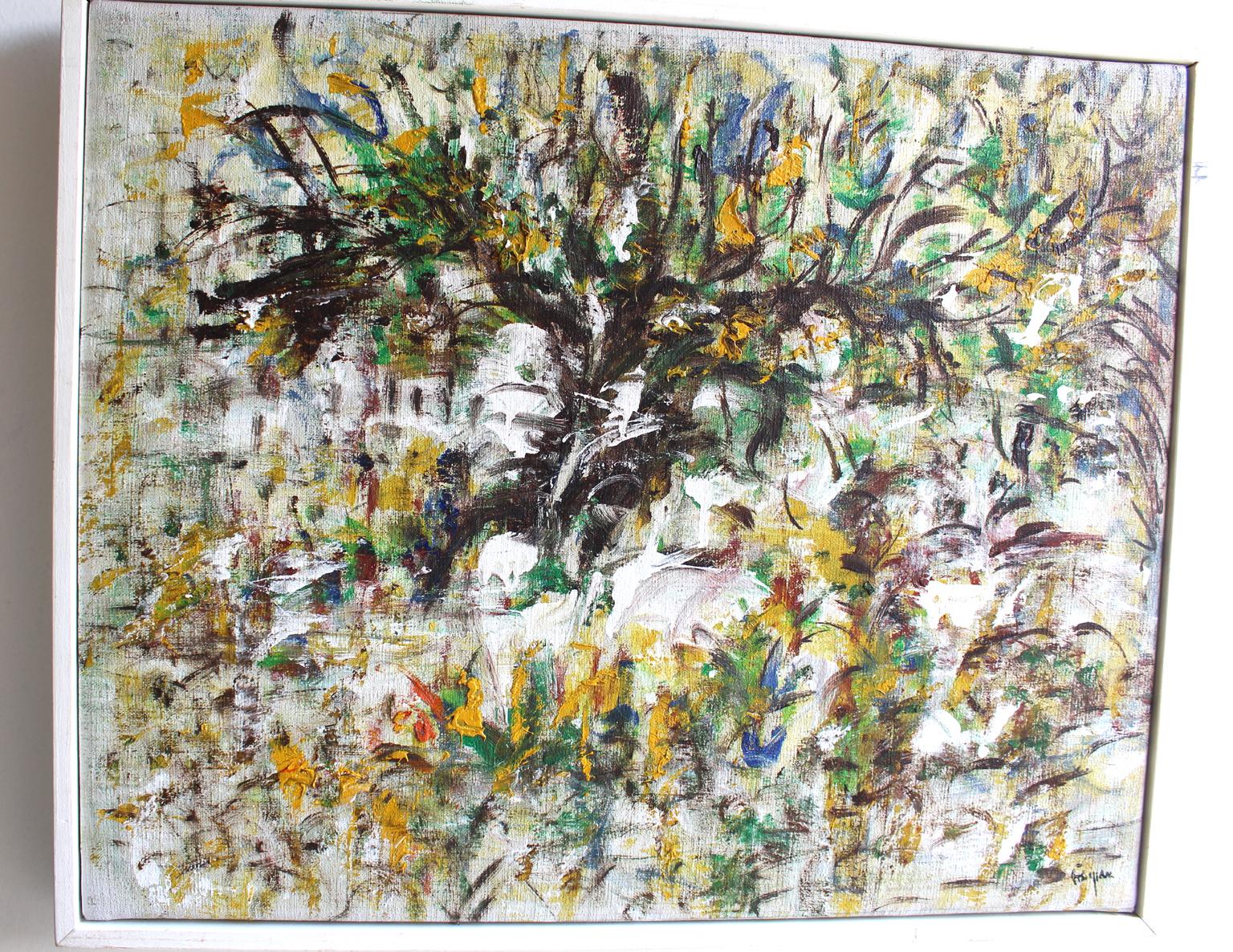 Landschaftslandschaft, Woodstock, 1968  (Grau), Abstract Painting, von Arthur Pinajian