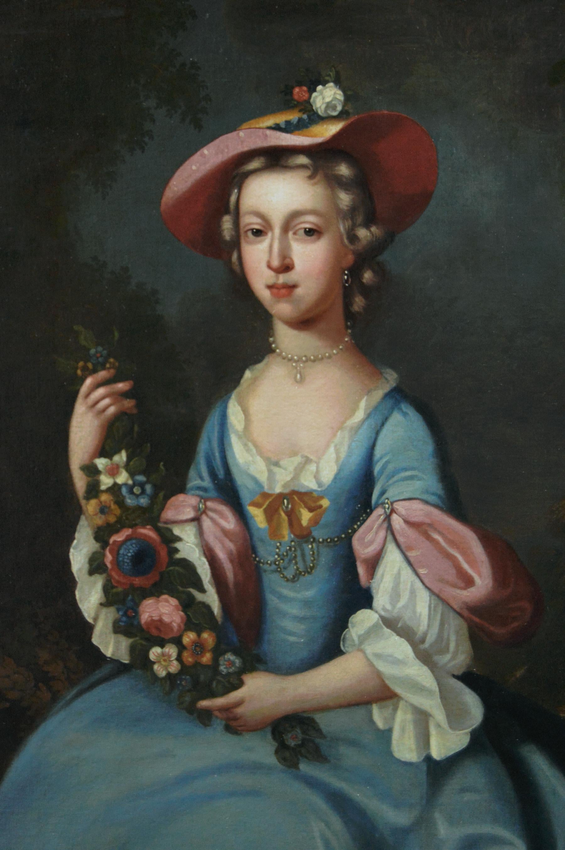 Portrait à grande échelle du 18e siècle représentant une dame avec un agneau - Noir Portrait Painting par Arthur Pond