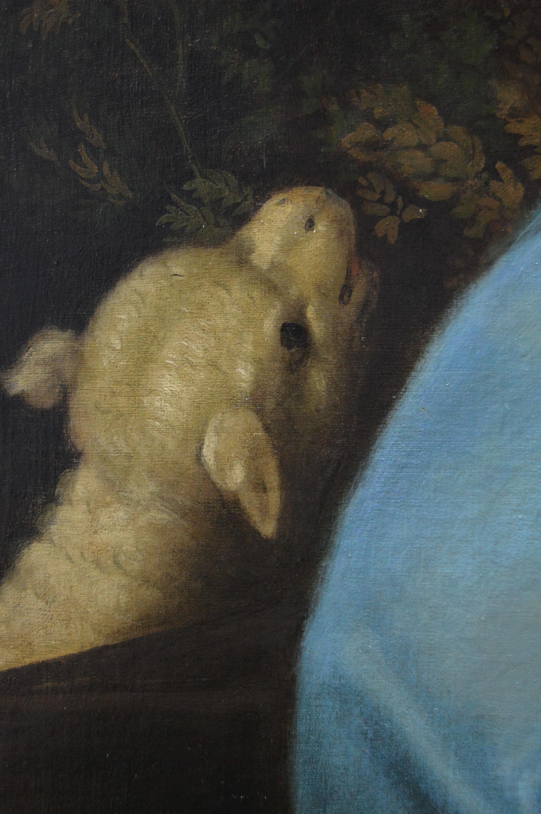 Portrait à grande échelle du 18e siècle représentant une dame avec un agneau en vente 3