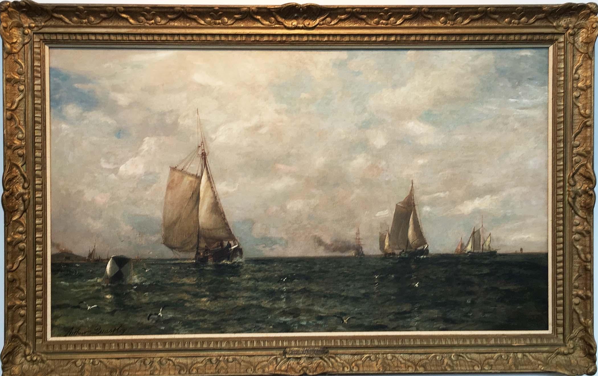 COMING INTO HARBOR, LONG ISLAND - Painting by Arthur Quartley