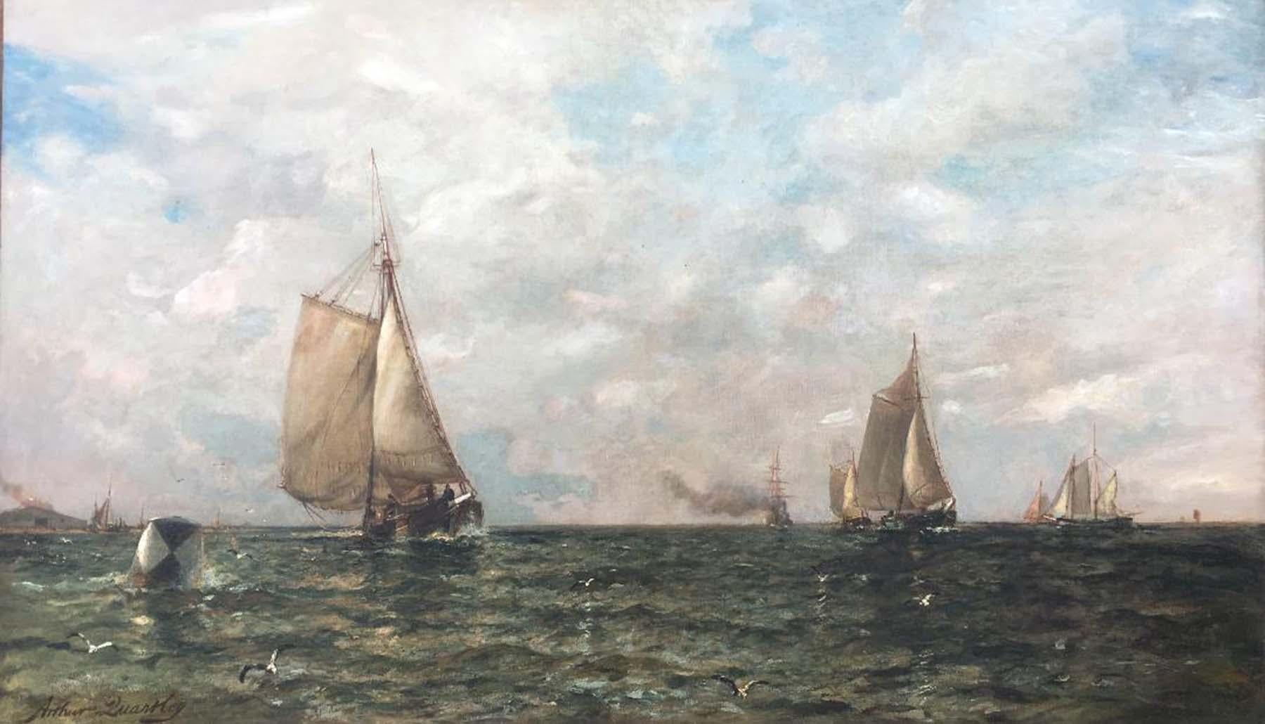Coming into Harbor, Long Island - Painting by Arthur Quartley