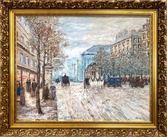 Vintage "Madeleine, Paris" Post-Impressionist Parisian Street Scene Oil on Board Framed