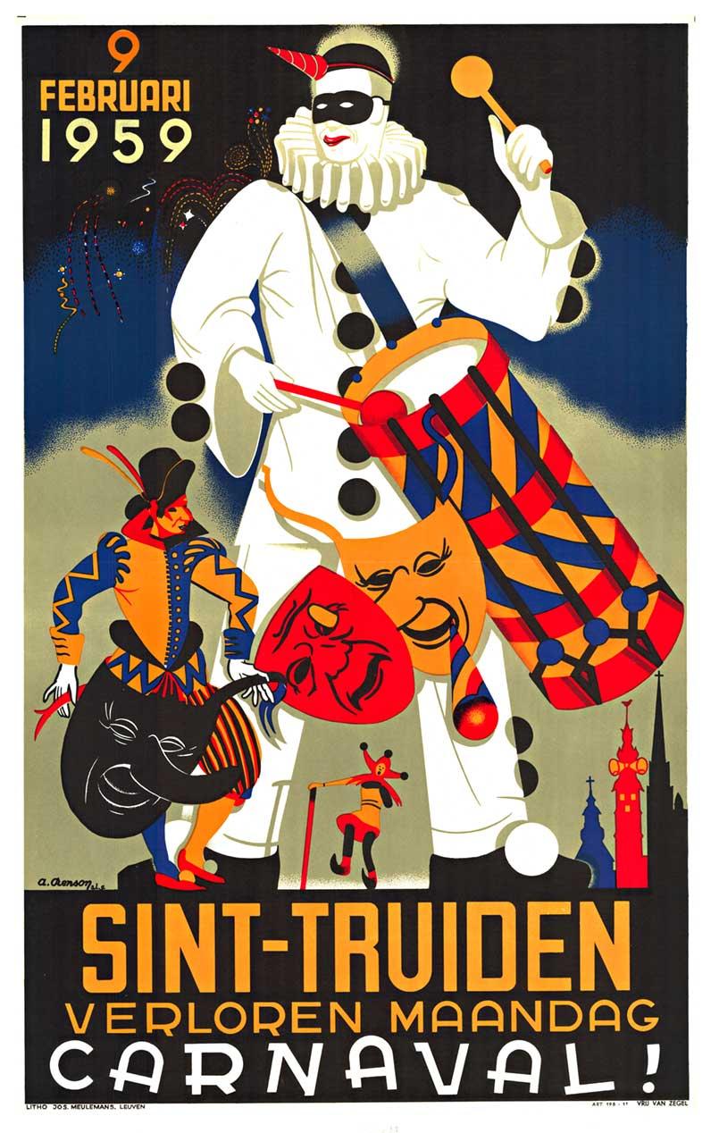 Arthur Renson Landscape Print - Original "Sint-Truiden Carnaval!"  vintage festival poster