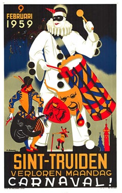 Original Carnaval Saint-Truiden Carnaval !  Affiche de festival vintage