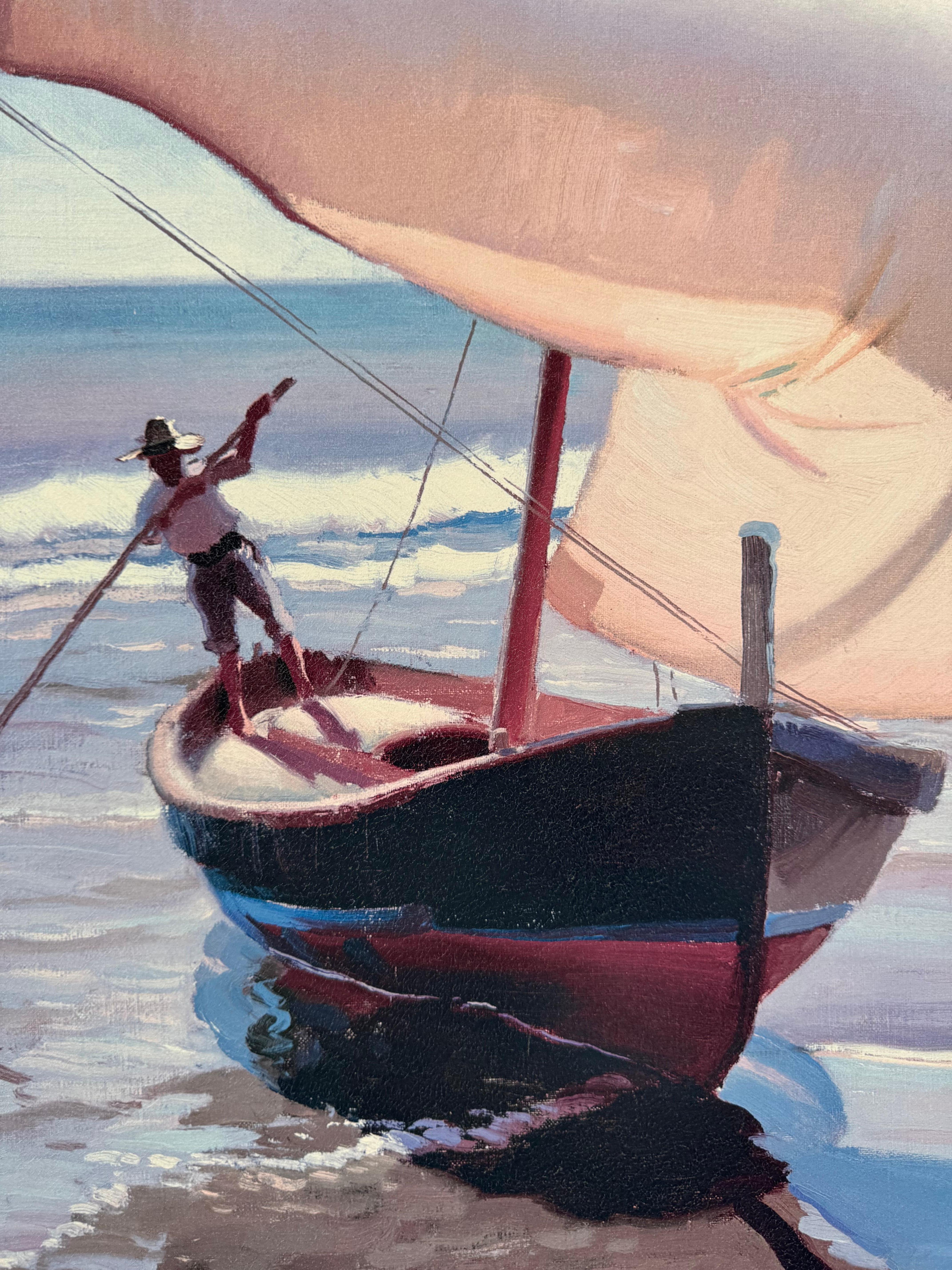bateau de pêche, Espagne - Gris Landscape Print par Arthur Rider