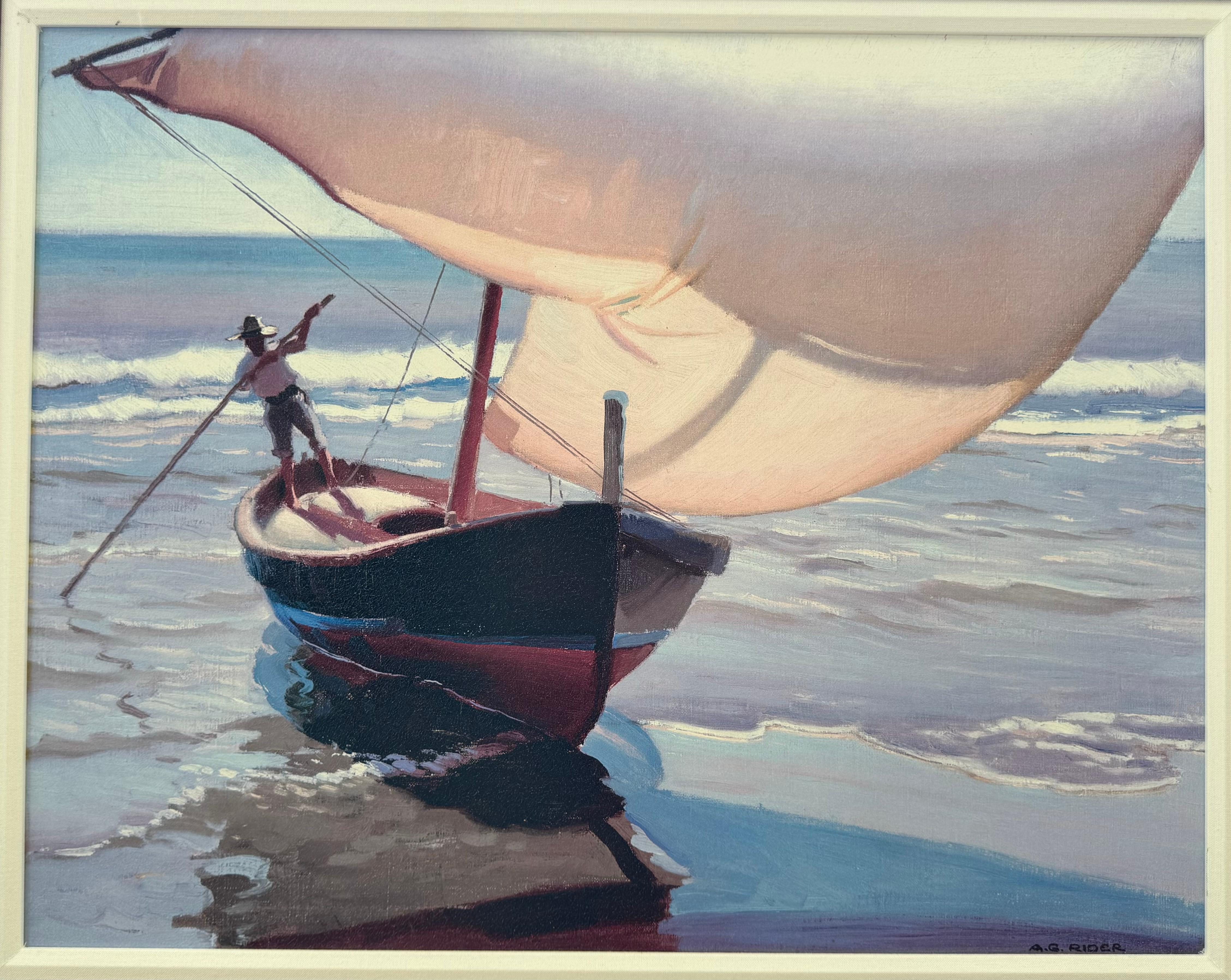 Landscape Print Arthur Rider - bateau de pêche, Espagne