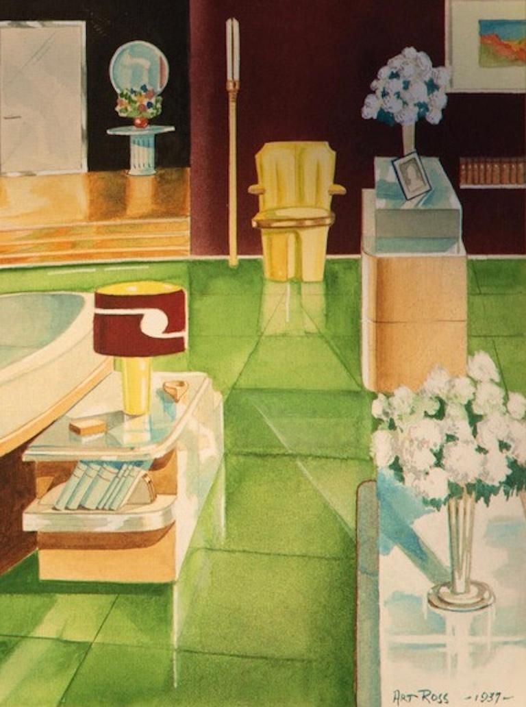 Art Deco Movie Set 20th Century American Modernism Hollywood WPA Social Realism - Painting by Arthur (Rosenman) Ross