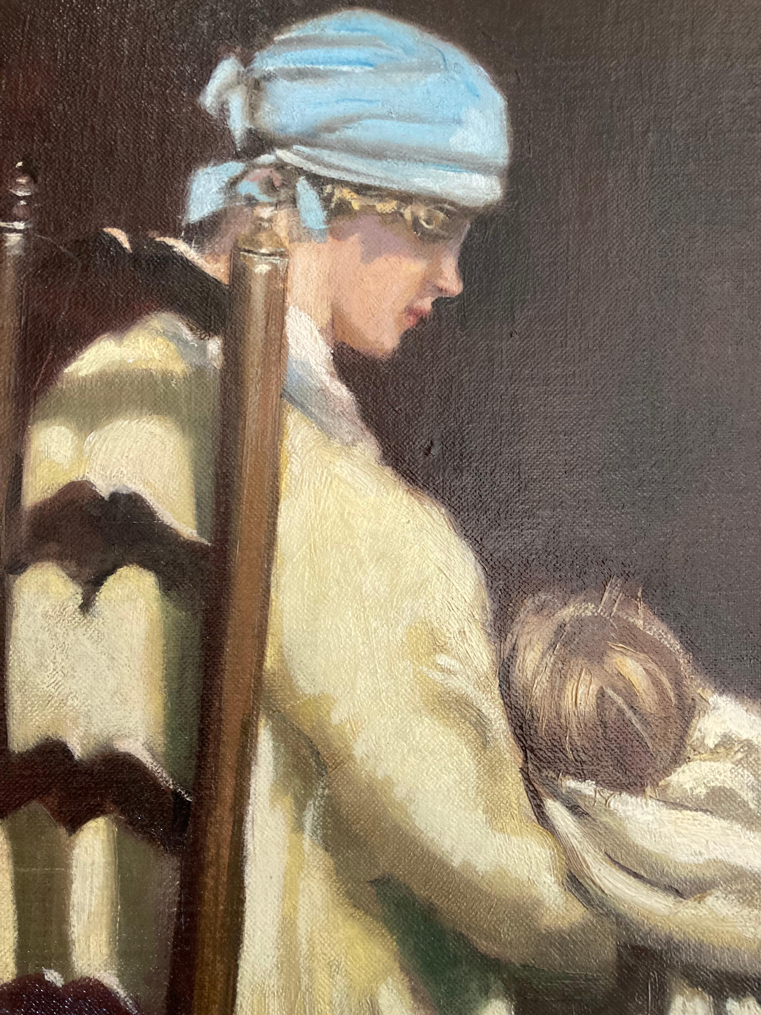 Mutter und Kind (gerahmtes figuratives Porträtgemälde des frühen 20. Jahrhunderts) (Braun), Portrait Painting, von Arthur Royce Bradbury