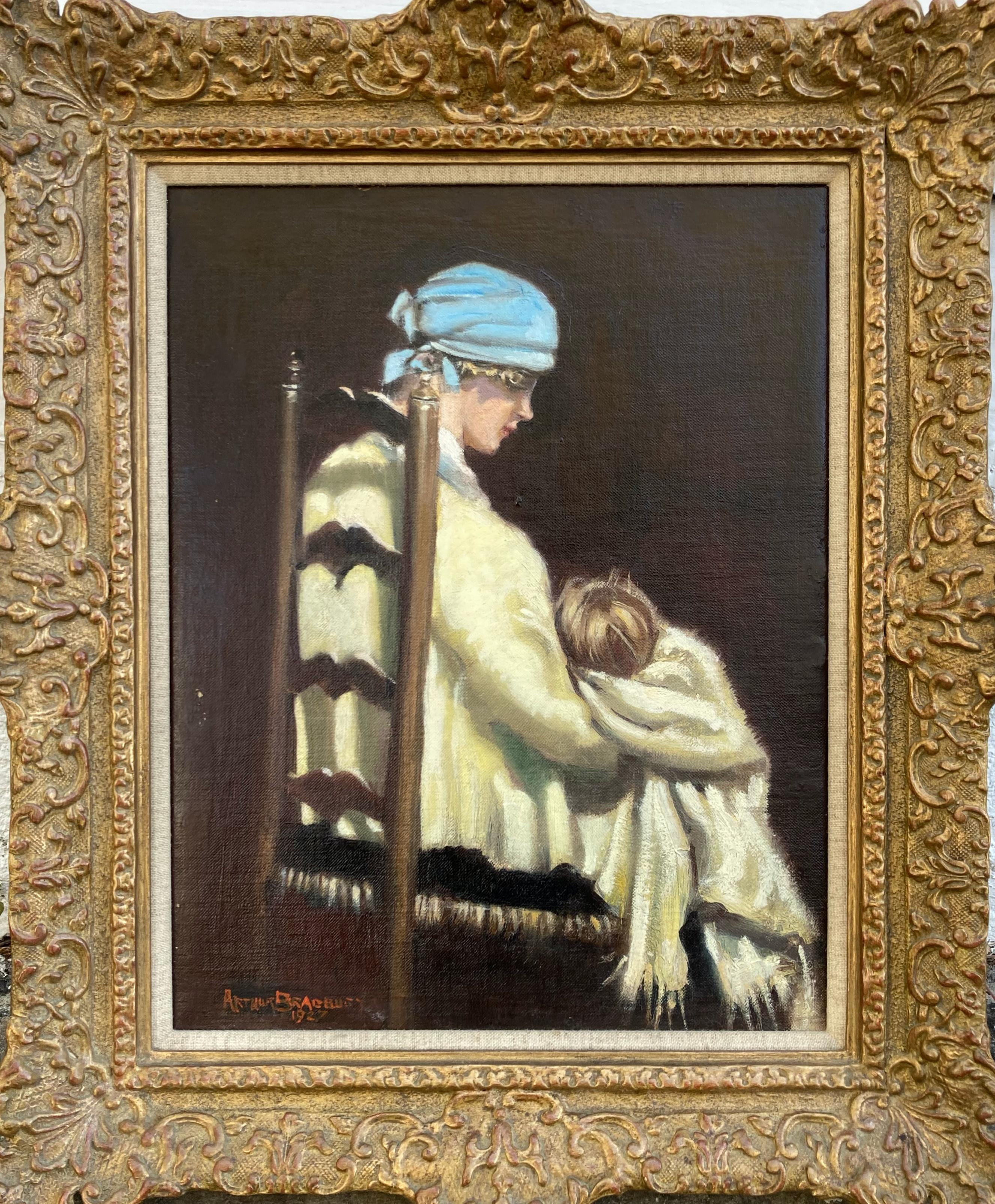 Arthur Royce Bradbury Portrait Painting – Mutter und Kind (gerahmtes figuratives Porträtgemälde des frühen 20. Jahrhunderts)