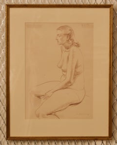 Nude Woman Still Life - Pencil Figurative Still Life of Nude Lady by A. Bradbury
