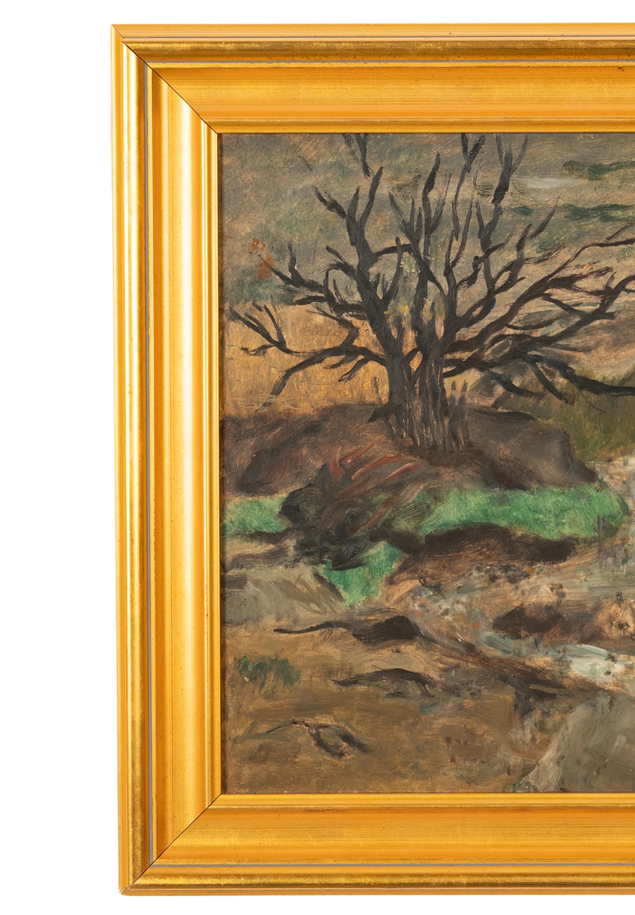 American WPA Oil painting High Desert Landscape Pacific Northwest Oregon - Impressionist Painting by Arthur Runquist