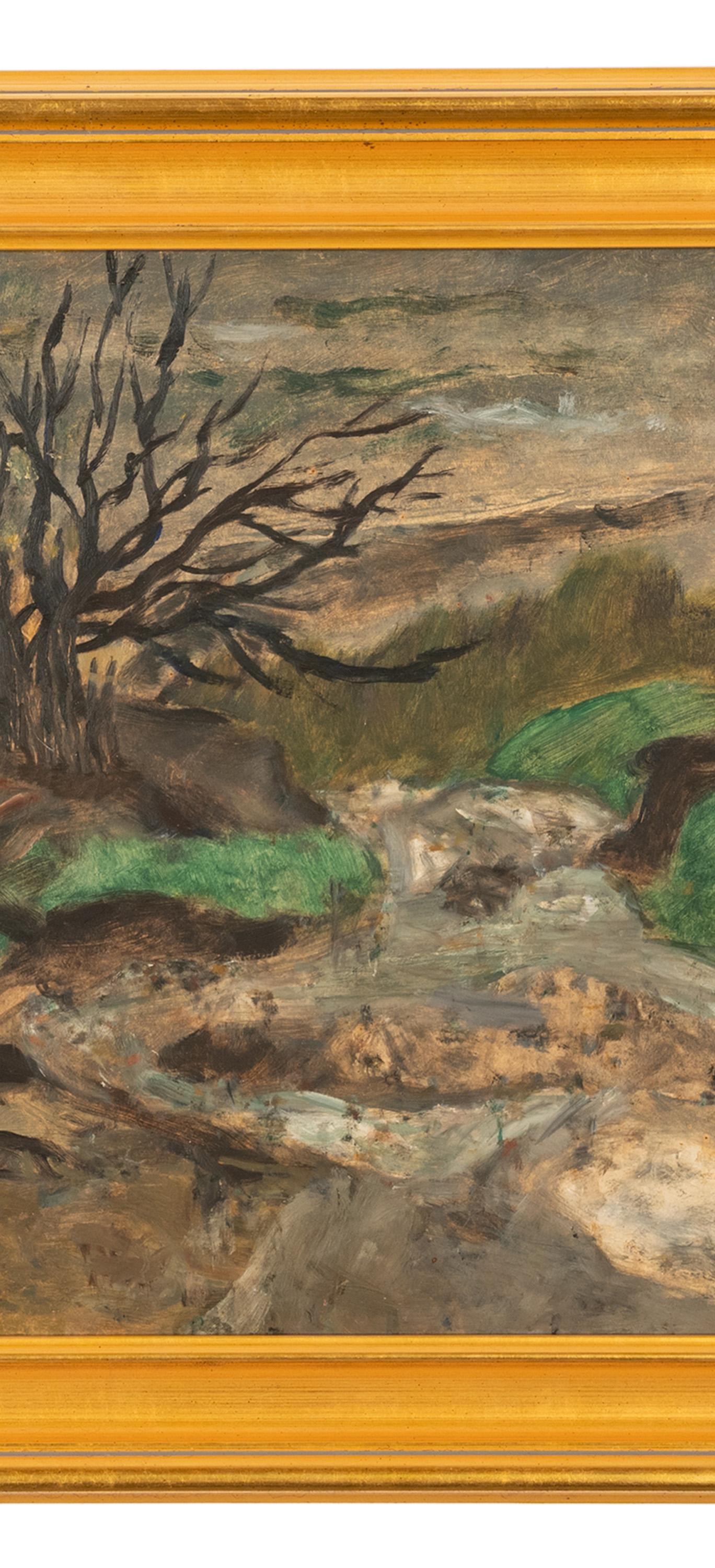 American WPA Oil painting High Desert Landscape Pacific Northwest Oregon - Brown Landscape Painting by Arthur Runquist