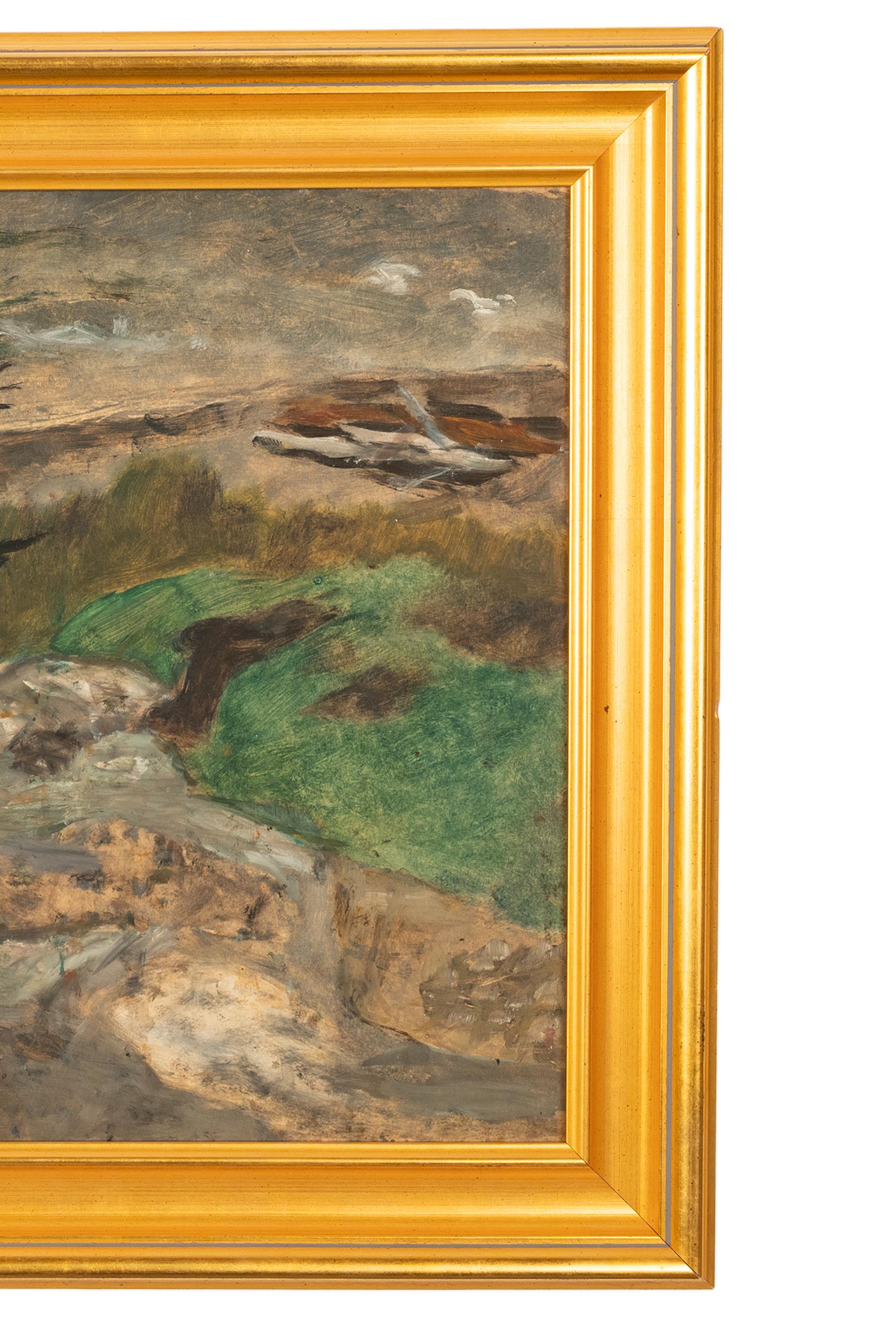 A very good Impressionist oil painting of the Oregon High Desert by the celebrated Pacific Northwest WPA artist Arthur Runquist (1891-1971), circa 1942.
Arthur Runquist was at the forefront of Northwest art from 1920 onwards, this landscape is an