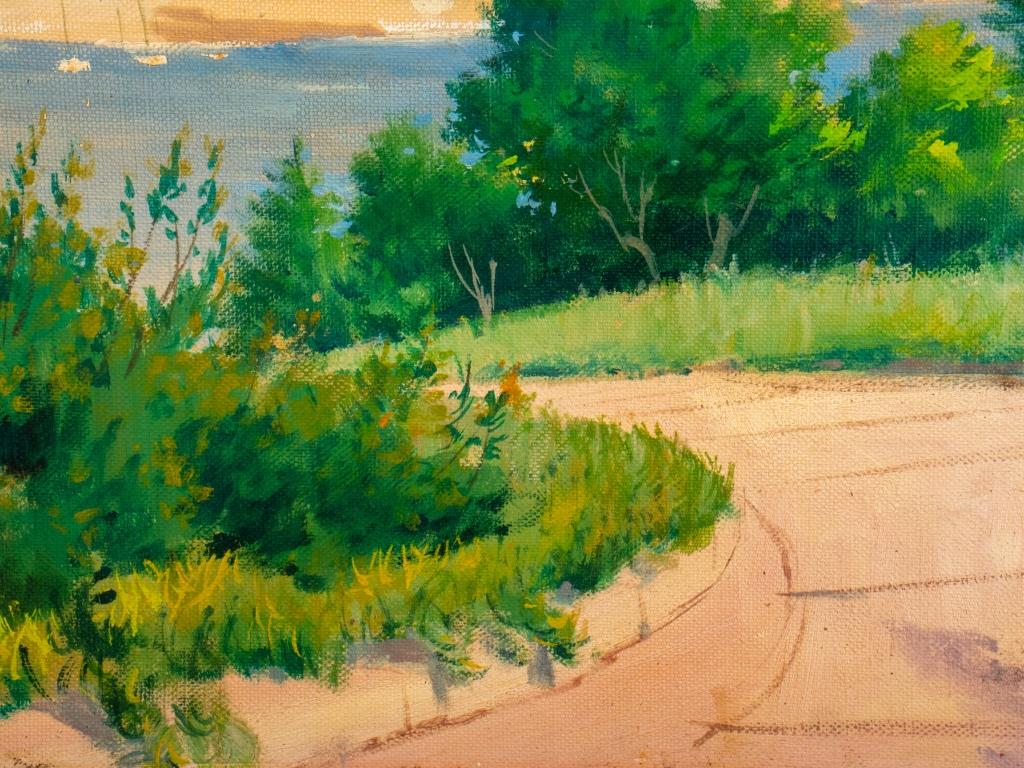 American Colonial Arthur Sarnoff Grecian Landscape Acrylic on Canvas For Sale