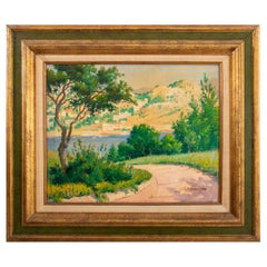Vintage Arthur Sarnoff Grecian Landscape Acrylic on Canvas