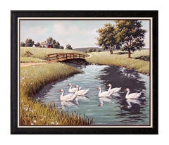 Vintage Arthur Sarnoff Oil on Canvas Original Painting Signed Animal Illustration Art