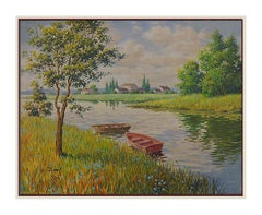 Arthur Sarnoff Oil Painting On Canvas Landscape Pin Up Illustration Original Art