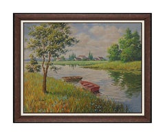 Arthur Sarnoff Oil Painting On Canvas Landscape Pin Up Illustration Original Art