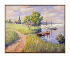 Arthur Sarnoff Oil Painting On Canvas Sailboats Seascape Signed Illustration Art