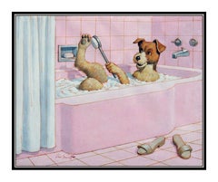 Arthur Sarnoff Original Acrylic Painting Pin Up Bathing Time Hand Signed Artwork