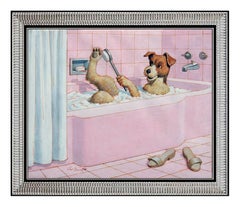 Arthur Sarnoff Original Acrylic Painting Pin Up Bathing Time Hand Signed Artwork
