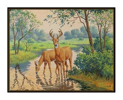 Arthur Sarnoff Original Oil Painting on Board Wildlife Illustration Signed Art