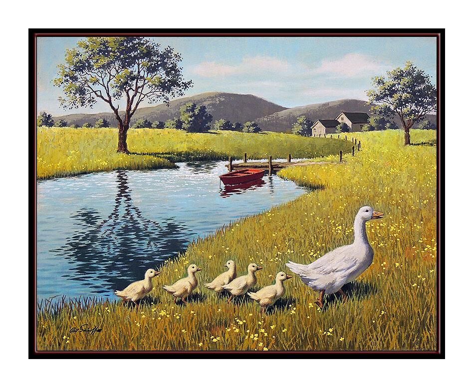 Arthur Sarnoff Original Oil Painting on Canvas Signed Illustration Artwork Duck For Sale 1