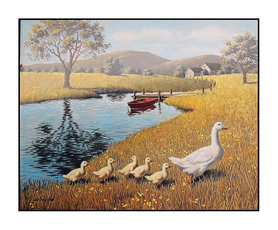 Arthur Sarnoff Original Oil Painting on Canvas Signed Illustration Artwork Duck For Sale 2